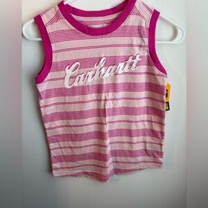 Carhartt pink striped girls logo tank size 10 NWT